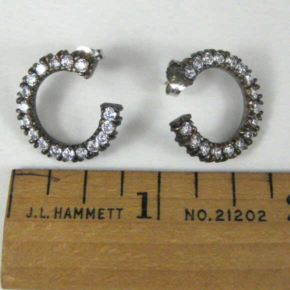 Crislu Sterling Silver Earrings 925 Hoop C USA Box  .7 in Pierced 4 g - Picture 3 of 8